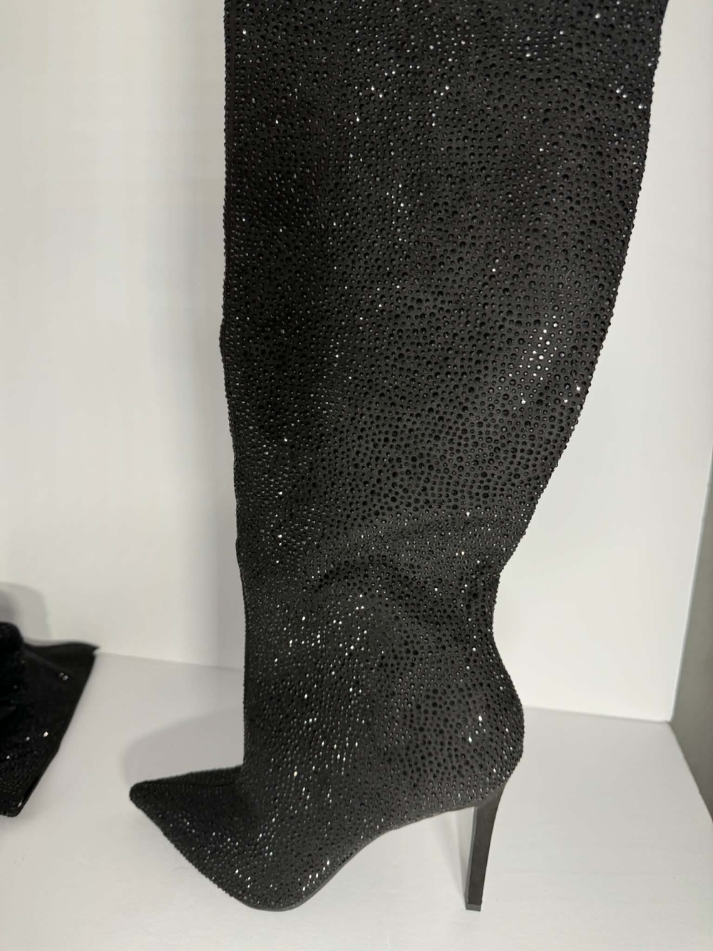 INC International Concepts Black Over-The-Knee Rhinestone Stiletto Boots - Picture 6 of 15
